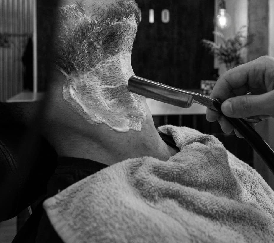 Classic razor shave with a hot towel